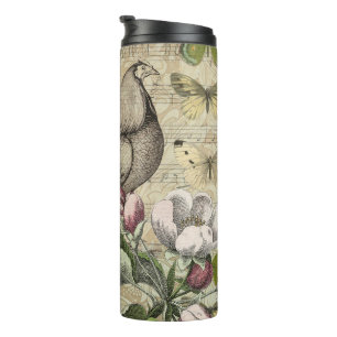 Rooster Garden Flower Butterfly Art Thermal Tumbler