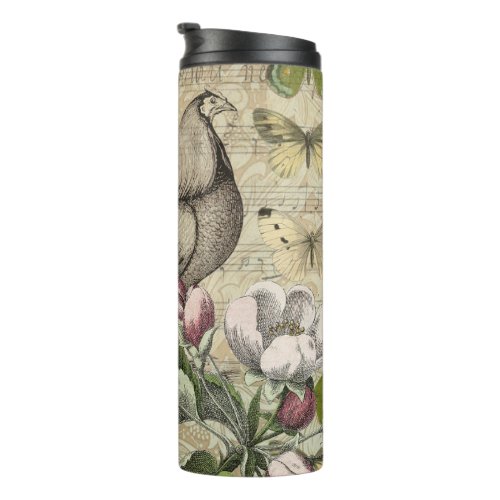 Rooster Garden Flower Butterfly Art Thermal Tumbler