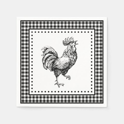 Rooster Gingham Napkins