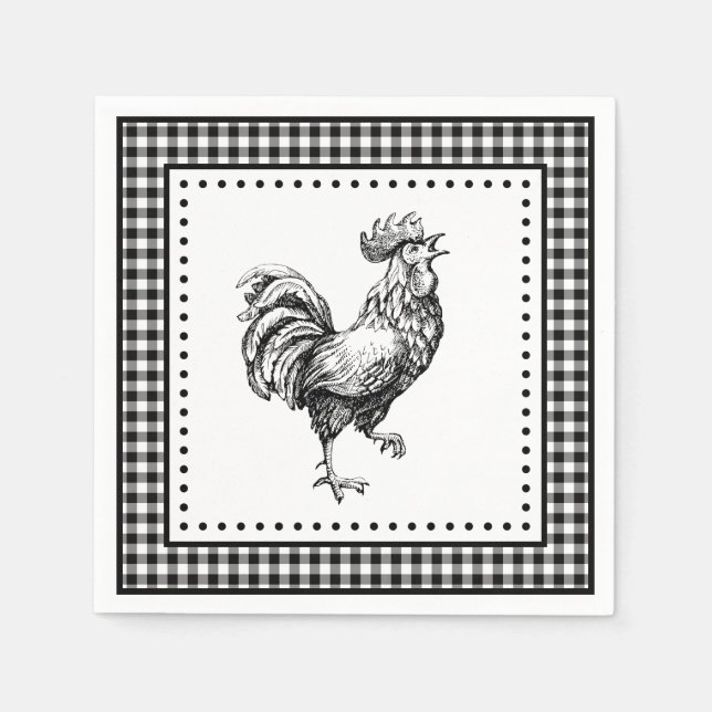 Rooster Gingham Napkins (Front)
