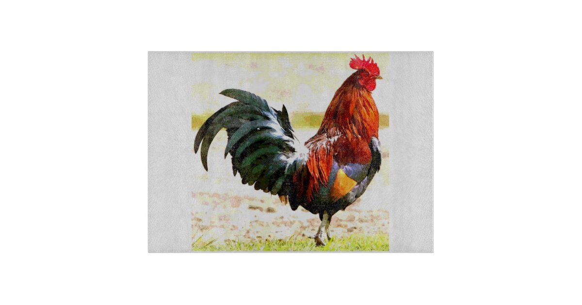 Rooster Glass Cutting Board Zazzle