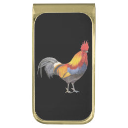 Rooster Gold Finish Money Clip