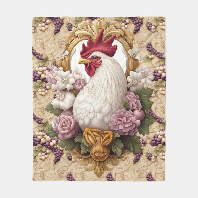 Rooster & Grape Fleece Blanket (Front)