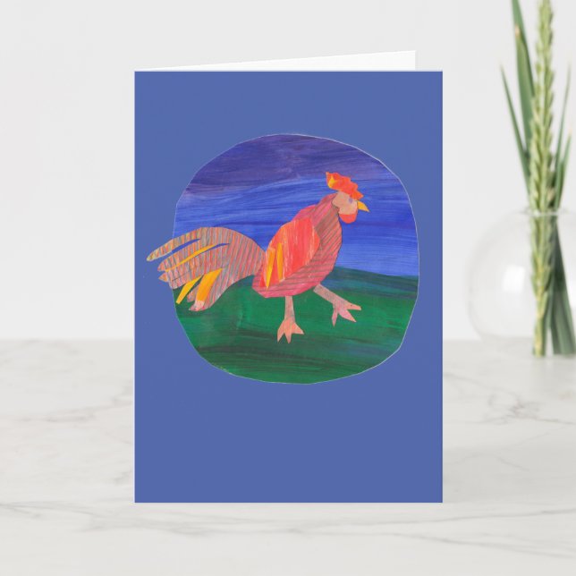 Rooster Greeting Card, Farm, Chicken, Personalize Card (Front)