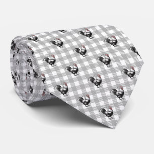 Rooster Grey Plaid Neck Tie