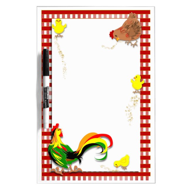 Rooster, Hen and chicks Dry Erase Board (Front)