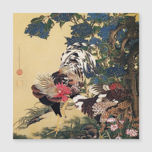 Rooster Hen and Hydrangea by Ito Jakuchu (Front)