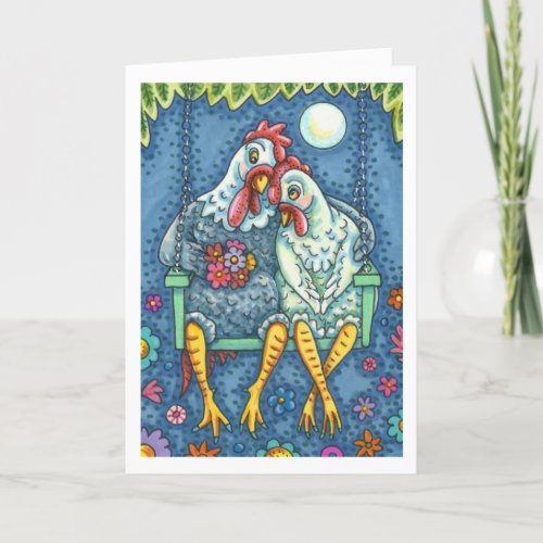 ROOSTER HEN CANOODLES CUTE CHICKEN ROMANCE Verse Card