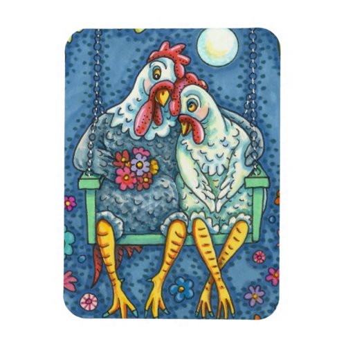 ROOSTER HEN CANOODLES CUTE CHICKEN SWEETHEARTS MAGNET