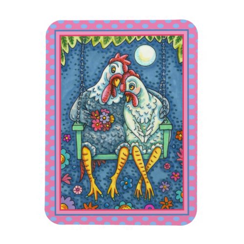 ROOSTER HEN CANOODLES CUTE CHICKEN SWEETHEARTS MAGNET