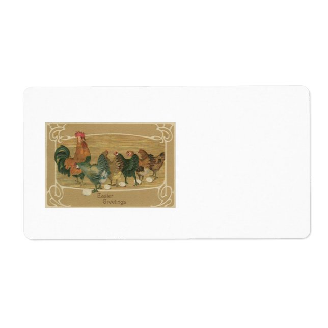 Rooster Hen Laying Easter Egg Label (Front)