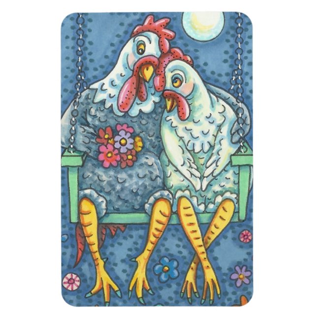 ROOSTER & HEN LOVERS, CHICKEN MAGNET Large (Vertical)