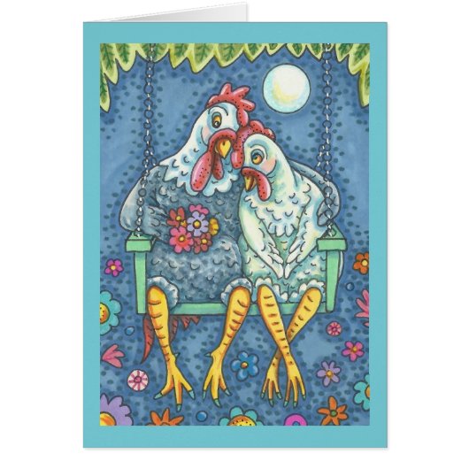 ROOSTER & HEN LOVERS, CHICKEN NOTE CARD Blank (Front)