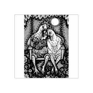 ROOSTER & HEN LOVERS, PORCH SWING RUBBER STAMP