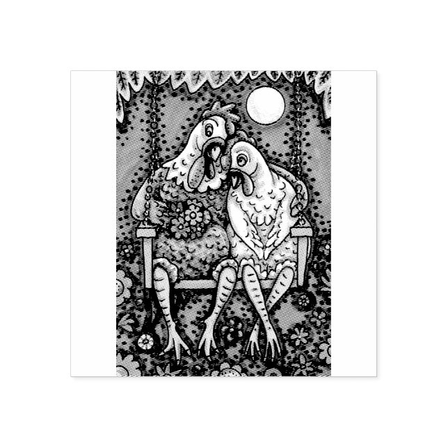 ROOSTER & HEN LOVERS, PORCH SWING RUBBER STAMP (Imprint)