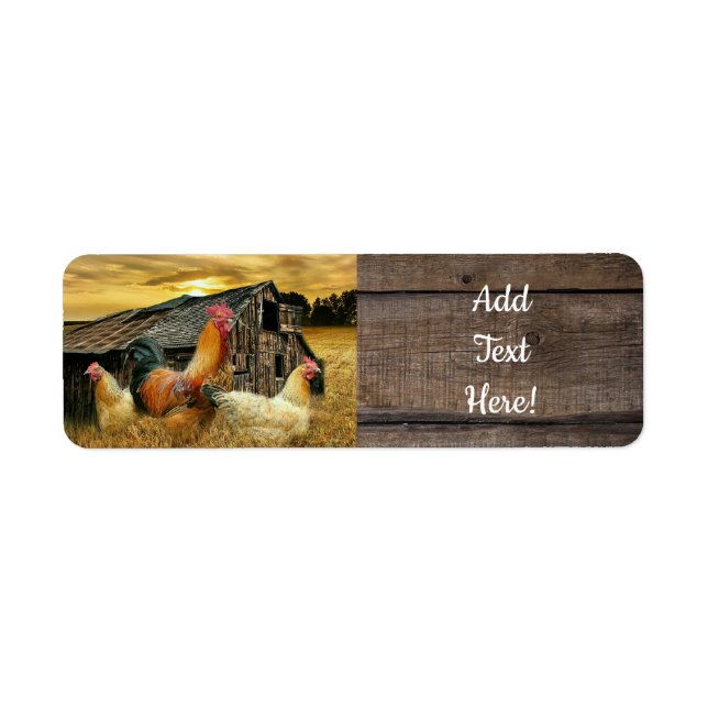 Rooster Hens Barn Coop  Label (Front)