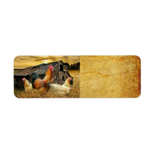 Rooster Hens Rustic Barn Coop Label