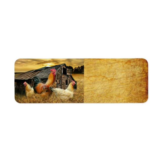 Rooster Hens Rustic Barn Coop Label (Front)