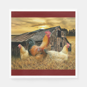 Rooster Hens Rustic Barn Coop Napkins
