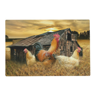 Rooster Hens Rustic Barn Coop Placemat