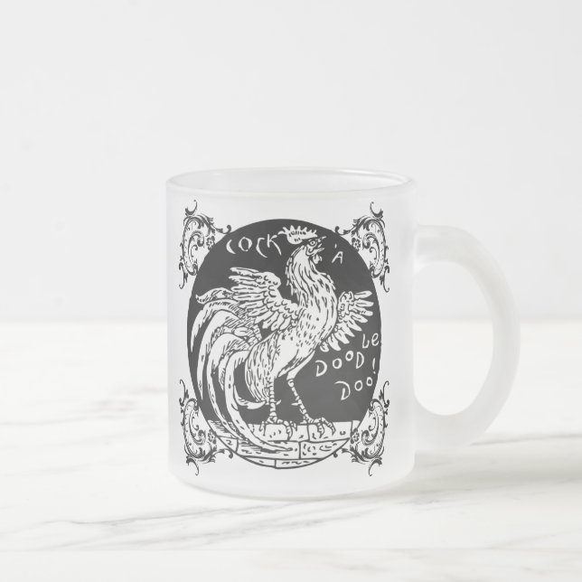 Rooster Home Decor, Apparel, and Gifts Frosted Glass Coffee Mug (Right)