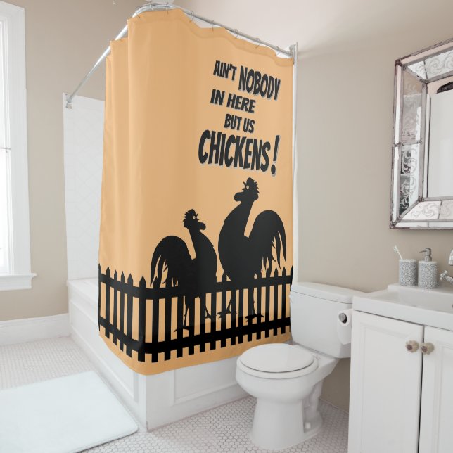 Rooster Humor Fun Gift Shower Curtain (In Situ)
