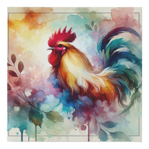 Rooster in a Colorful Serenity 050724AREF113 _ Wat Faux Canvas Print