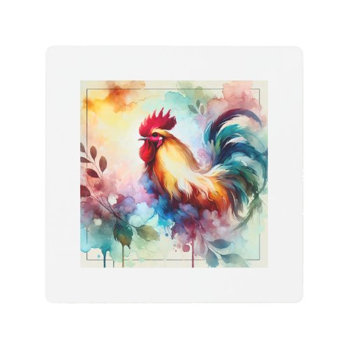 Rooster in a Colorful Serenity 050724AREF113 _ Wat Metal Print