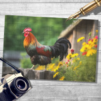 Rooster in Country 3 Decoupage Paper