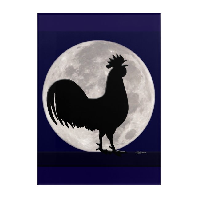 Rooster in the Moonlight Acrylic Print (Front)