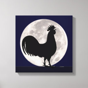 Rooster in the Moonlight Canvas Print