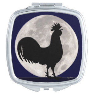 Rooster in the Moonlight Makeup Mirror