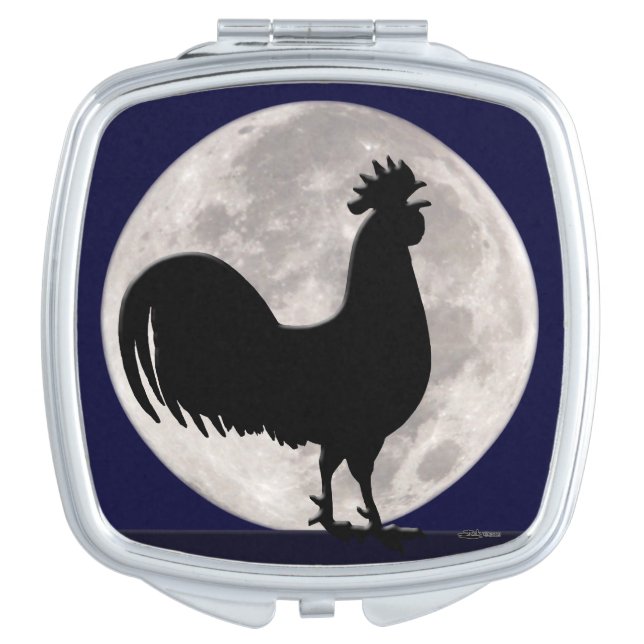 Rooster in the Moonlight Makeup Mirror (Front)