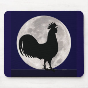 Rooster in the Moonlight Mouse Pad