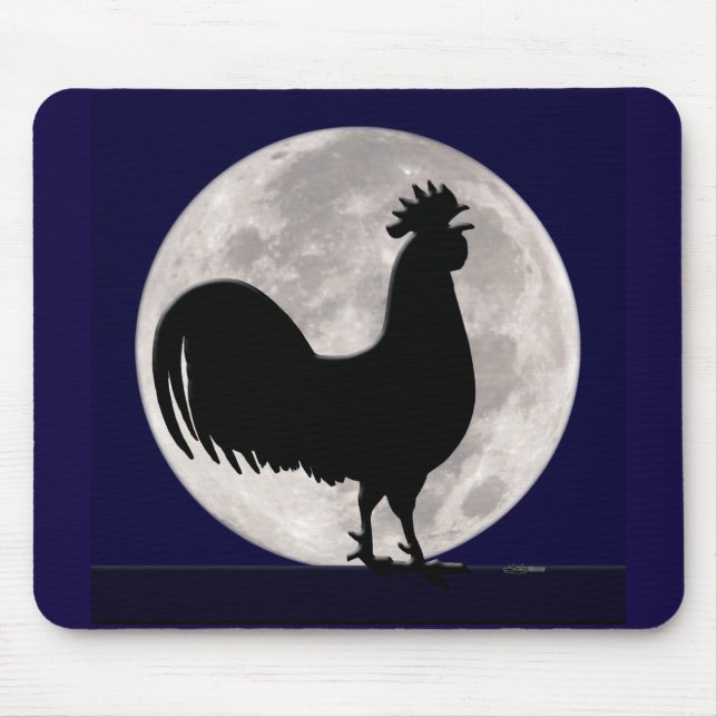Rooster in the Moonlight Mouse Pad (Front)