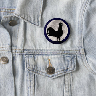 Rooster in the Moonlight Pinback Button