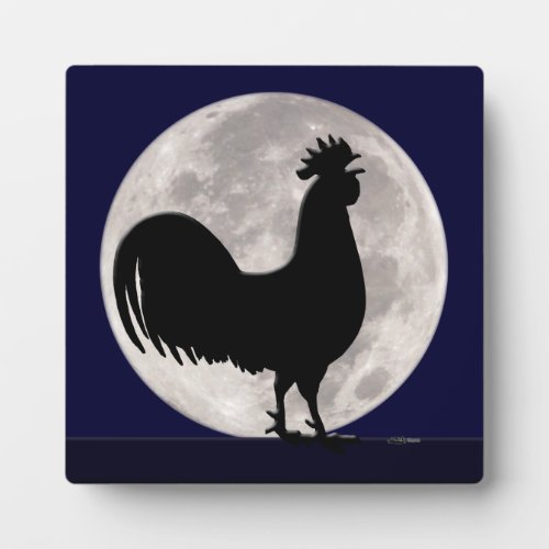 Rooster in the Moonlight Plaque