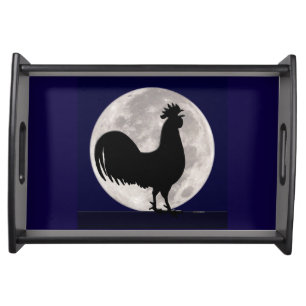 Rooster in the Moonlight Serving Tray