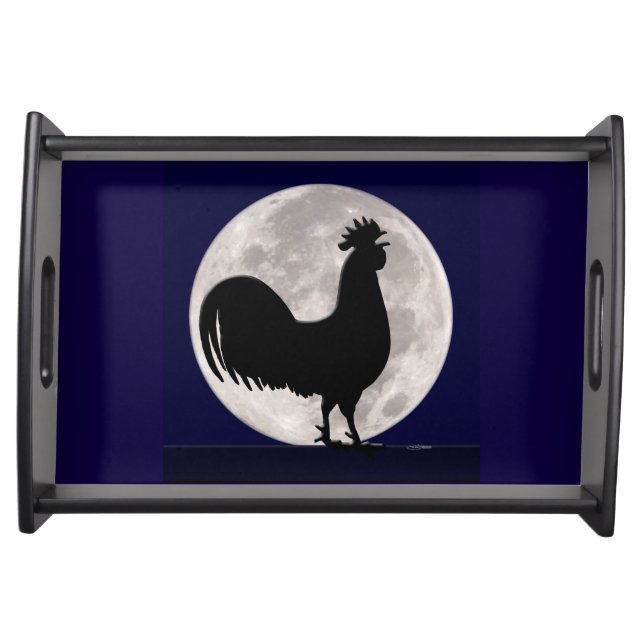 Rooster in the Moonlight Serving Tray (Front)