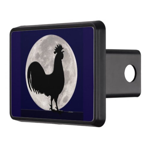 Rooster in the Moonlight Tow Hitch Cover