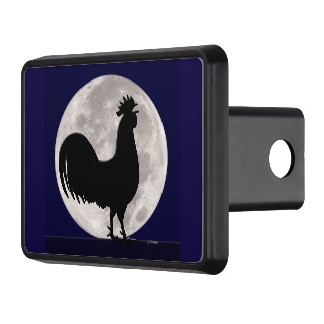 Rooster in the Moonlight Tow Hitch Cover (Left)
