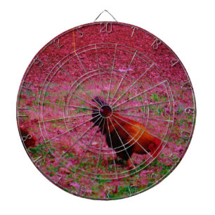Rooster in the Purple Grass Dartboard With Darts