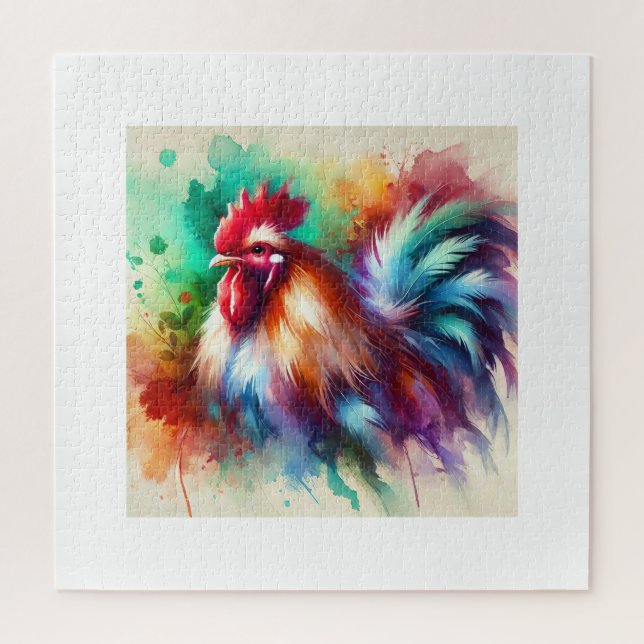 Rooster in Watercolor Art 170724AREF138 - Watercol Jigsaw Puzzle (Vertical)