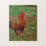 Rooster Jigsaw Puzzle<br><div class="desc">Rooster at the Farm Photo by Sandy Closs. "farm yard rooster " "decorative rooster " "colorful rooster " " male chicken" "farm animals " "gamecock " chicken hen bird</div>