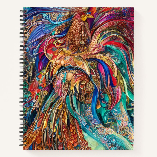 Rooster - Kaleidoscope of Colors  Notebook (Front)
