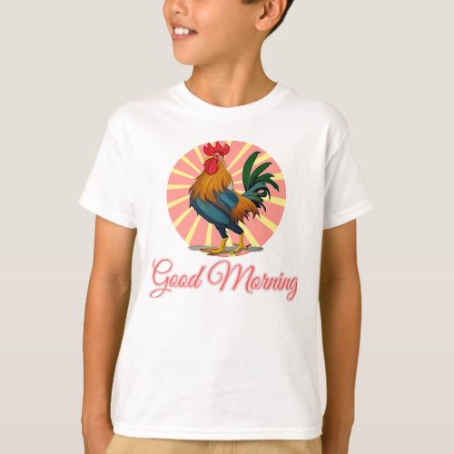 Rooster Kids Tshirt Good Morning