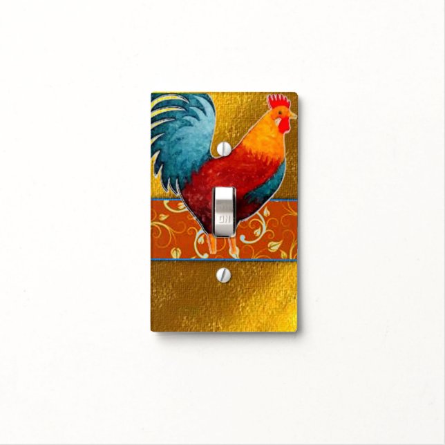 Rooster Kitchen Light Switch Plate (In Situ)