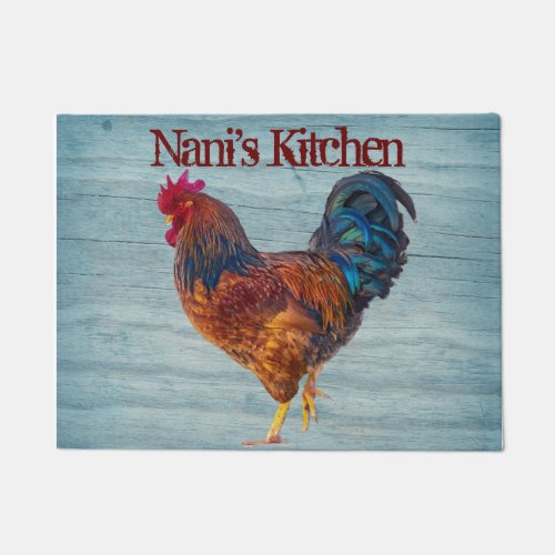 Rooster Kitchen Personalize Add Name Color Doormat