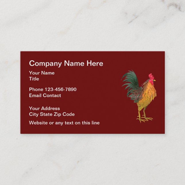Rooster Logo Theme Business Card (Front)