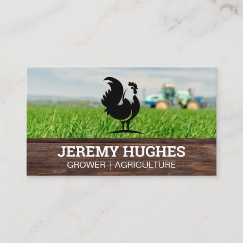 Rooster Logo  Tractor and Farmland Business Card